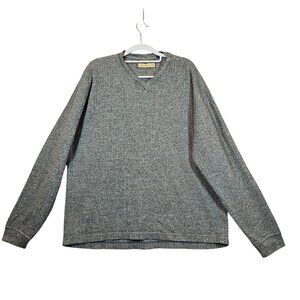 Naturalife Mens XL Gray V-Neck Sweater 100% Cotton Career office hipster dad